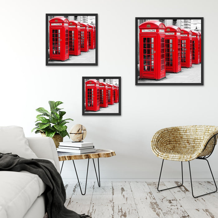 rote Londoner Telefonzellen Quadratisch Schattenfugenrahmen Wohnzimmer