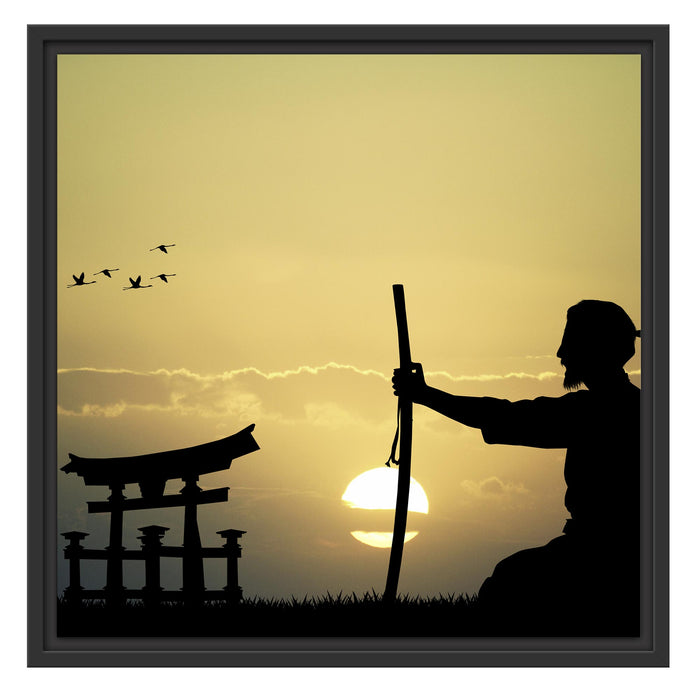 Samurai-Meister vor Horizont Schattenfugenrahmen Quadratisch 55x55