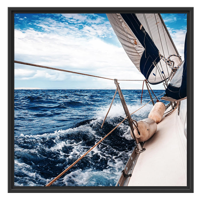 Die weißen Segel der Yacht Schattenfugenrahmen Quadratisch 70x70