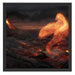 Brennender Phönix Vulkanlandschaft Schattenfugenrahmen Quadratisch 55x55