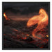 Brennender Phönix Vulkanlandschaft Schattenfugenrahmen Quadratisch 70x70