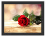 Rose auf Holztisch Schattenfugenrahmen 38x30