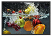 Früchte fallen ins Wasser Schattenfugenrahmen 100x70