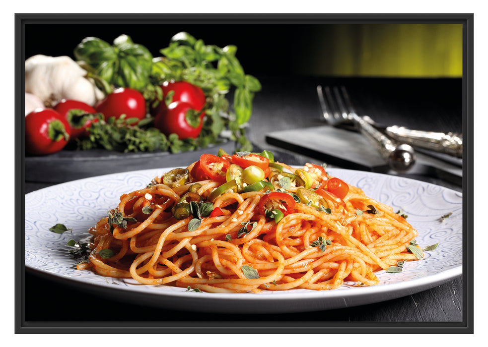 Leckere Spaghetti Italia Schattenfugenrahmen 100x70