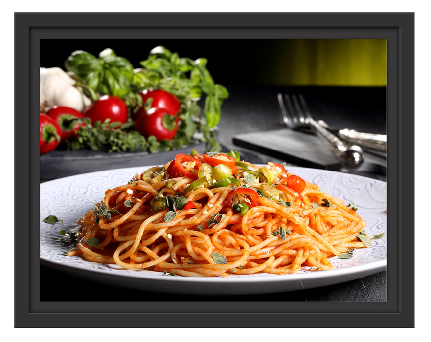 Leckere Spaghetti Italia Schattenfugenrahmen 38x30