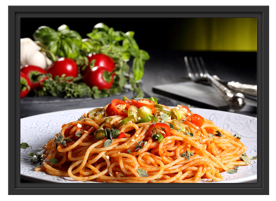 Leckere Spaghetti Italia Schattenfugenrahmen 55x40