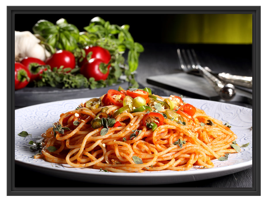 Leckere Spaghetti Italia Schattenfugenrahmen 80x60