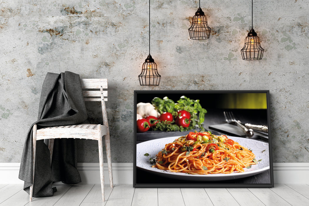Leckere Spaghetti Italia Schattenfugenrahmen Wohnzimmer