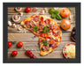 Pizza Italia auf Holztisch Schattenfugenrahmen 38x30