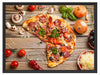 Pizza Italia auf Holztisch Schattenfugenrahmen 80x60