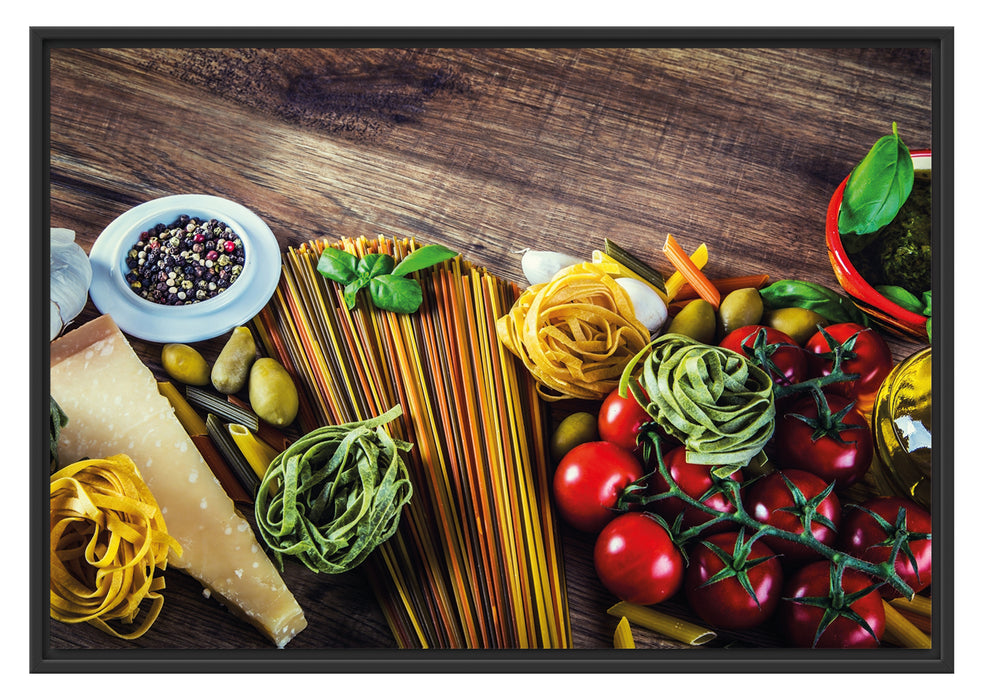 Pixxprint Pasta Italia mit Tomaten, im Schwebe-Effekt Bilderrahmen