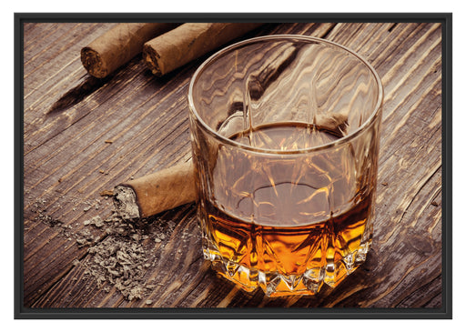 Whiskey und Zigarren Schattenfugenrahmen 100x70