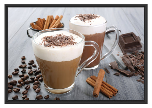 Schokolade und Kaffee Schattenfugenrahmen 100x70