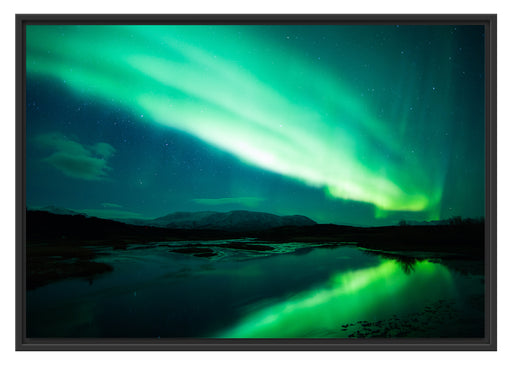 Polarlichter in Skandinavien Schattenfugenrahmen 100x70
