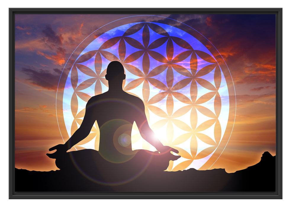 Pixxprint Mensch Blume des Lebens, im Schwebe-Effekt Bilderrahmen