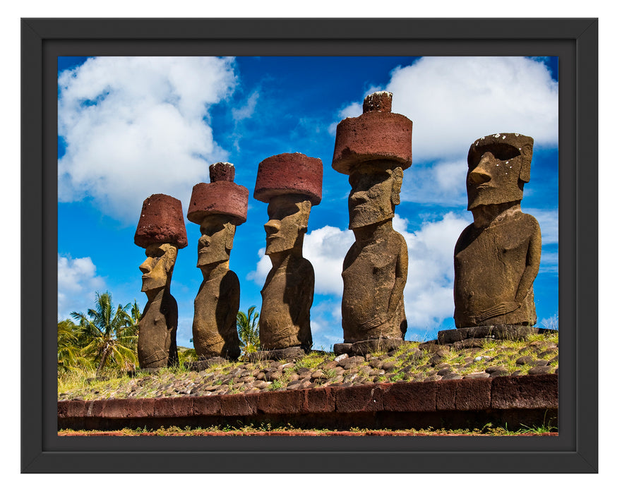 Moai Statuen Osterinseln Schattenfugenrahmen 38x30