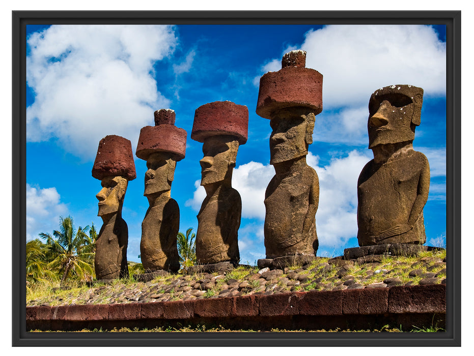 Moai Statuen Osterinseln Schattenfugenrahmen 80x60