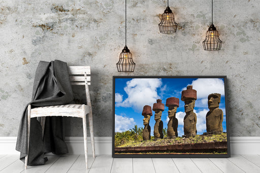 Moai Statuen Osterinseln Schattenfugenrahmen Wohnzimmer