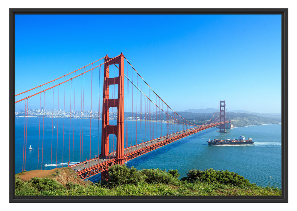 Pixxprint Golden Gate Bridge in USA, im Schwebe-Effekt Bilderrahmen