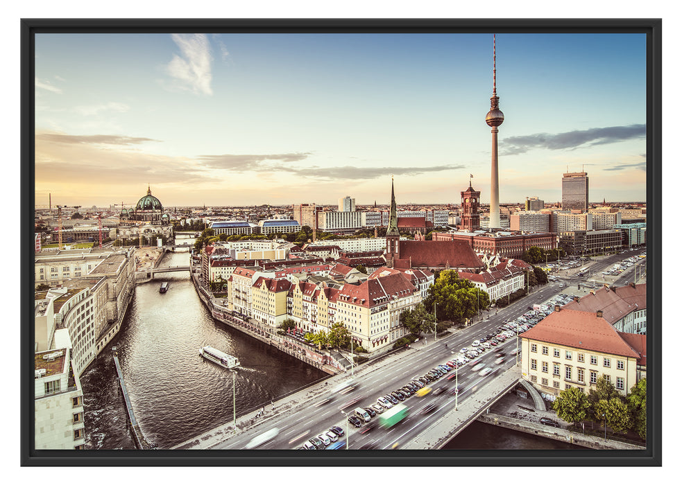 Pixxprint Skyline von Berlin, im Schwebe-Effekt Bilderrahmen