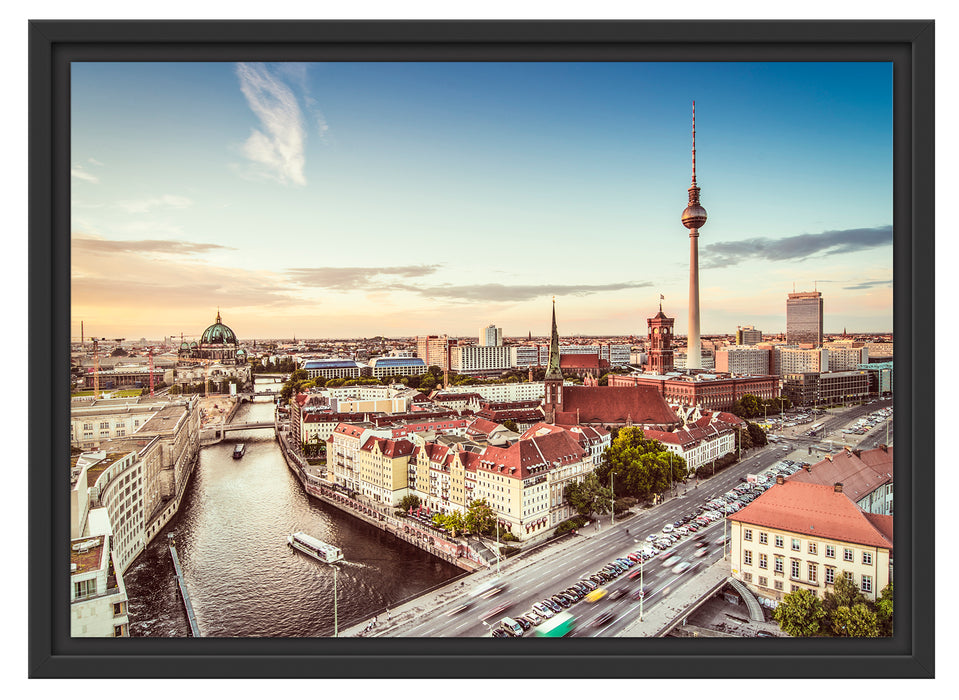 Skyline von Berlin Schattenfugenrahmen 55x40