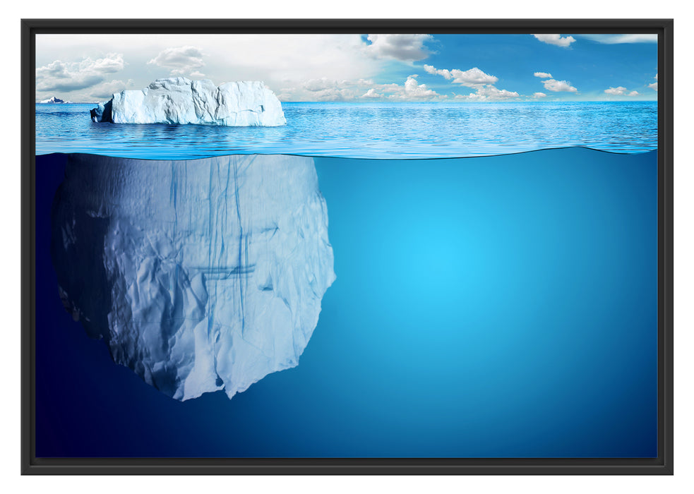Pixxprint Riesiger Eisberg unter Wasser, im Schwebe-Effekt Bilderrahmen
