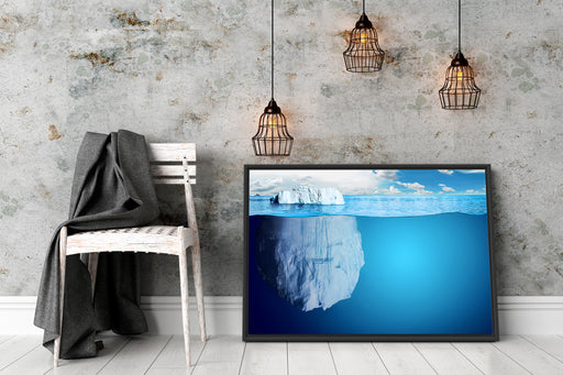 Riesiger Eisberg unter Wasser Schattenfugenrahmen Wohnzimmer