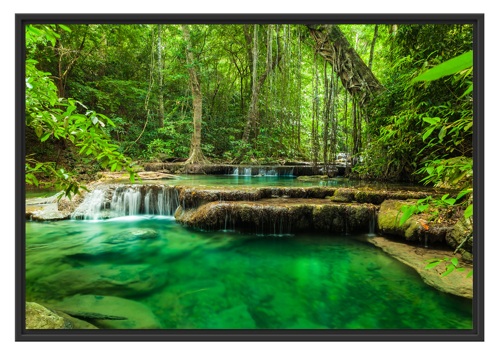 Pixxprint Tropischer Fluss, im Schwebe-Effekt Bilderrahmen