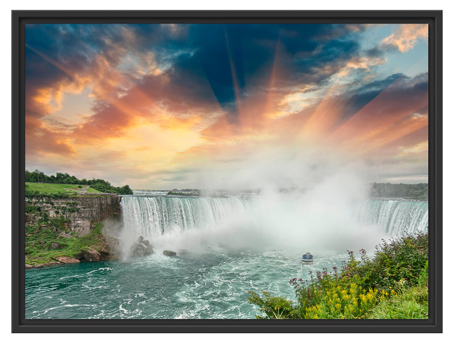 Niagarafälle bei Sonnenuntergang Schattenfugenrahmen 80x60