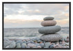 Steinturm am Strand Schattenfugenrahmen 100x70