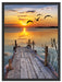 Steg bei Sonnenuntergang Schattenfugenrahmen 80x60