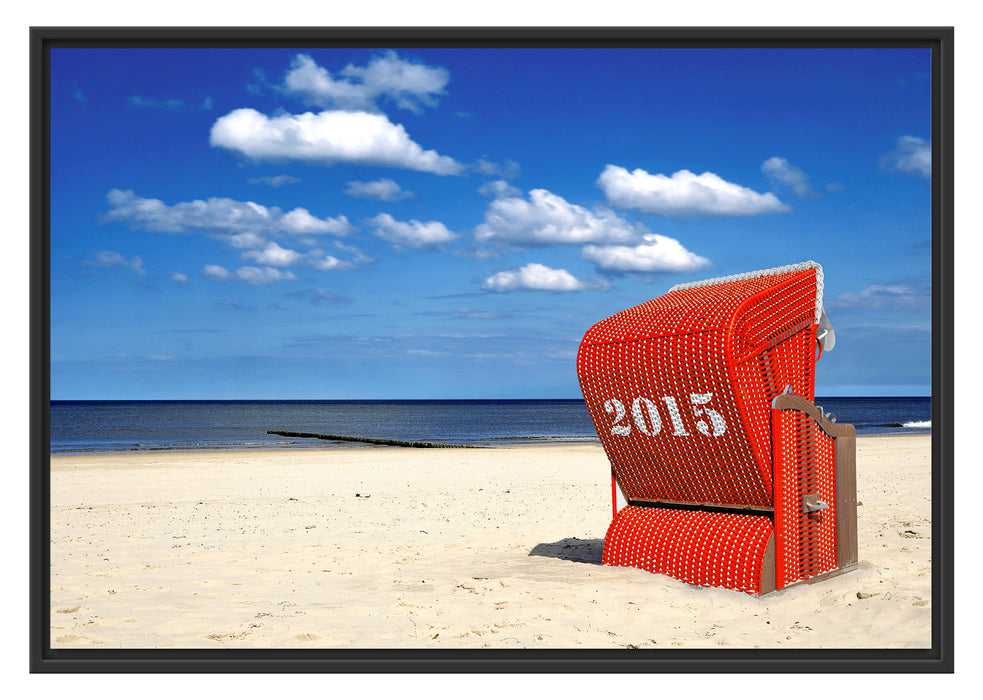 Pixxprint Strandkorb an Nordsee, im Schwebe-Effekt Bilderrahmen