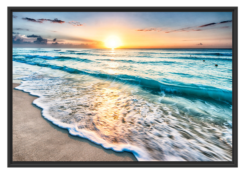 Pixxprint Meer bei Sonnenuntergang, im Schwebe-Effekt Bilderrahmen