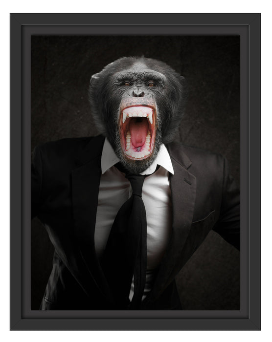 Wütender Affe im Anzug Schattenfugenrahmen 38x30