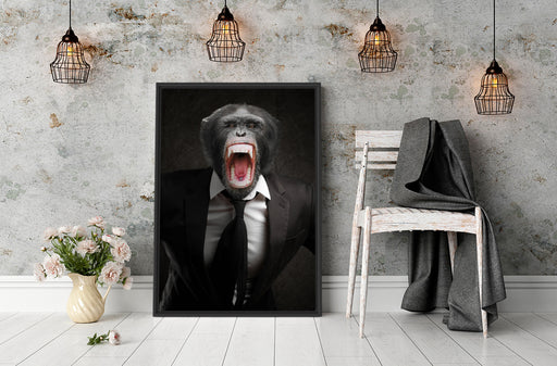 Wütender Affe im Anzug Schattenfugenrahmen Wohnzimmer