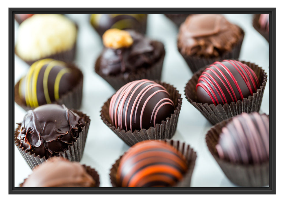 Pixxprint Süße Pralinen, im Schwebe-Effekt Bilderrahmen