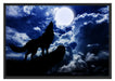 Wolf im Mondschein Schattenfugenrahmen 100x70