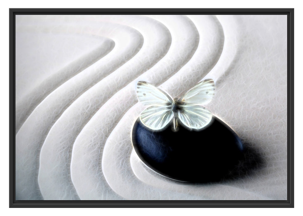 Pixxprint Schmetterling auf Zen Stein, im Schwebe-Effekt Bilderrahmen