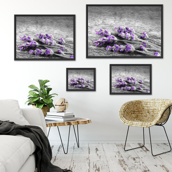 liegender Lavendel auf Stamm Schattenfugenrahmen Dekovorschlag