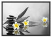 Monoi Blüten Zen Steinturm Schattenfugenrahmen 100x70