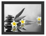 Monoi Blüten Zen Steinturm Schattenfugenrahmen 38x30