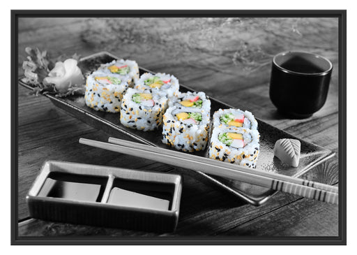 Inside Out Sushi Rollen Schattenfugenrahmen 100x70