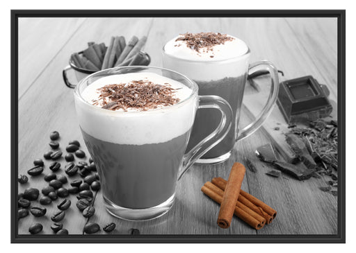 heiße Schokolade und Kaffee Schattenfugenrahmen 100x70