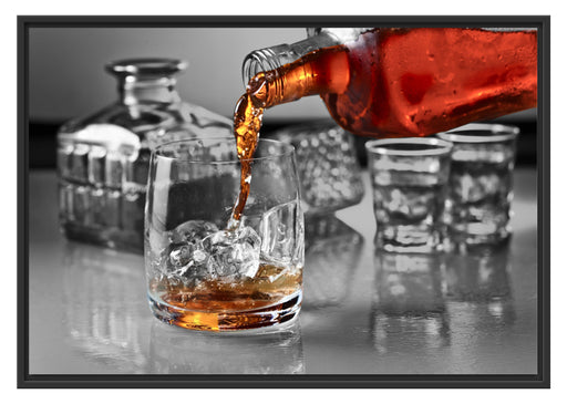 Whiskey im Glas Schattenfugenrahmen 100x70