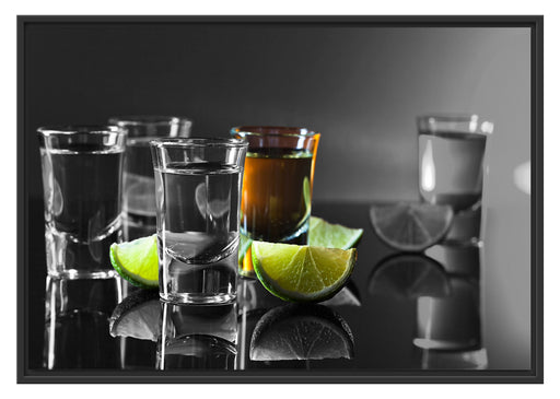Tequila Shots mit Limetten Schattenfugenrahmen 100x70