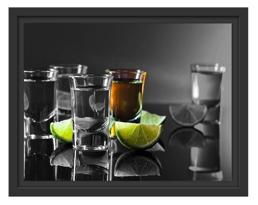 Tequila Shots mit Limetten Schattenfugenrahmen 38x30