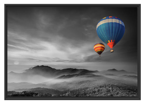 Heißluftballons über den Alpen Schattenfugenrahmen 100x70