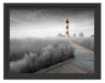 schöner Leuchtturm mit Steg Schattenfugenrahmen 38x30