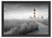 schöner Leuchtturm mit Steg Schattenfugenrahmen 55x40