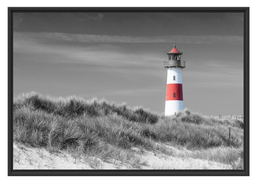 Leuchtturm in den Dünen Schattenfugenrahmen 100x70